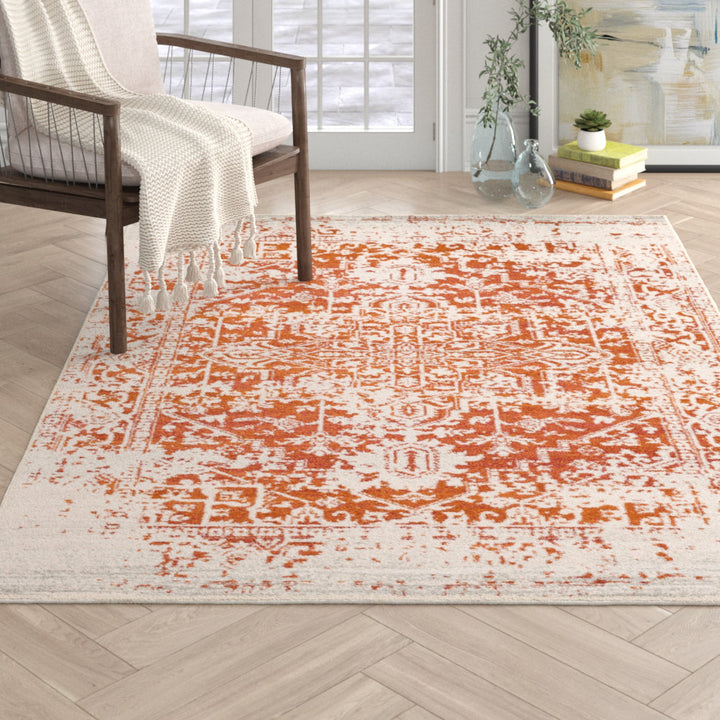 Hillsby Oriental Orange/Beige Area Rug Mistana™ Rug Size: Rectangle 5'3" x 7'3"