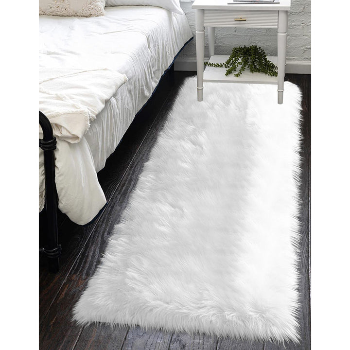 Mamduh Handmade Shag Faux Sheepskin White Rug Everly Quinn Rug Size: Runner 2' x 5'