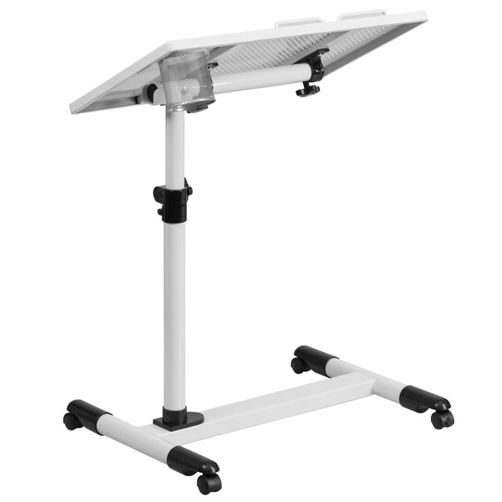 Macon Adjustable Height Steel Mobile Computer Desk Flash Furniture Color: White