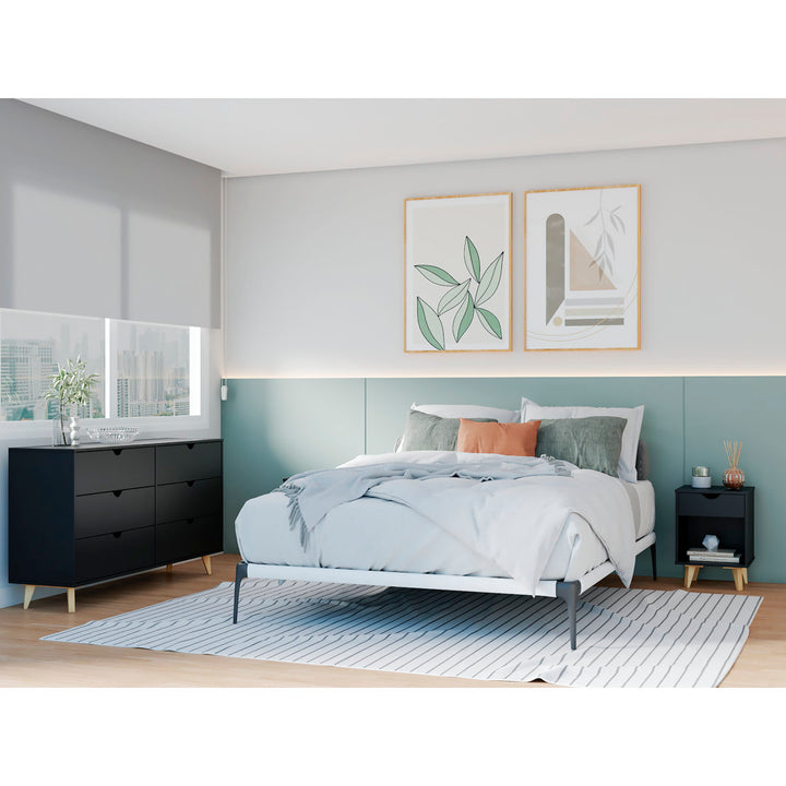 6 Drawer 59" W Double Dresser George Oliver Color: Black