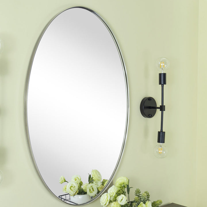 Javell Bathroom Mirror Ebern Designs Size: 36" x 24" Finish: Brushed Nickel