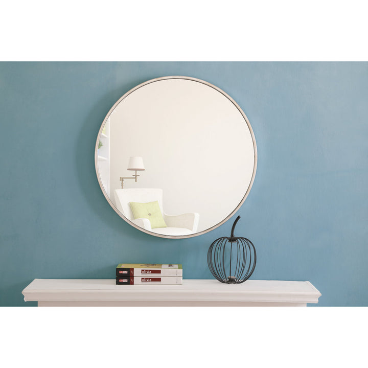Sabine Metal Round Wall Mirror RE/FINE™ Size: 36" x 36" Finish: Silver
