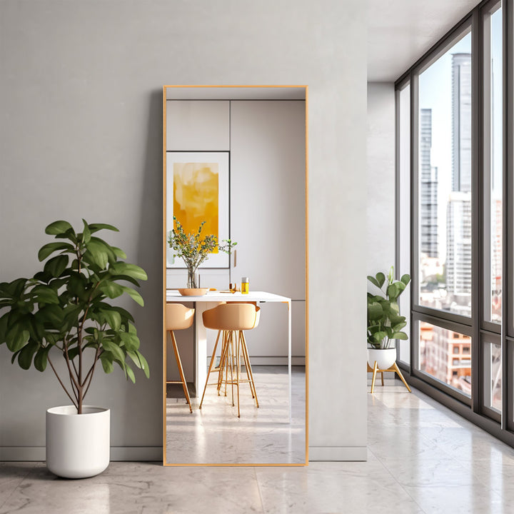 Koudia Metal Framed Standing Mirror Wrought Studio™ Size: 64" x 21" Finish: Gold