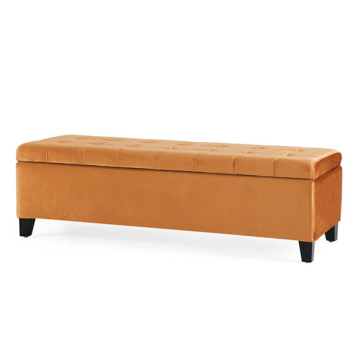 Idalynn 50.75" Wide Tufted Rectangle Storage Ottoman Lark Manor™ Body Fabric: Apricot Velvet