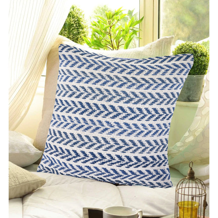 Hand-Woven Chevron Cotton Throw Pillow Rajani Home Color: Blue