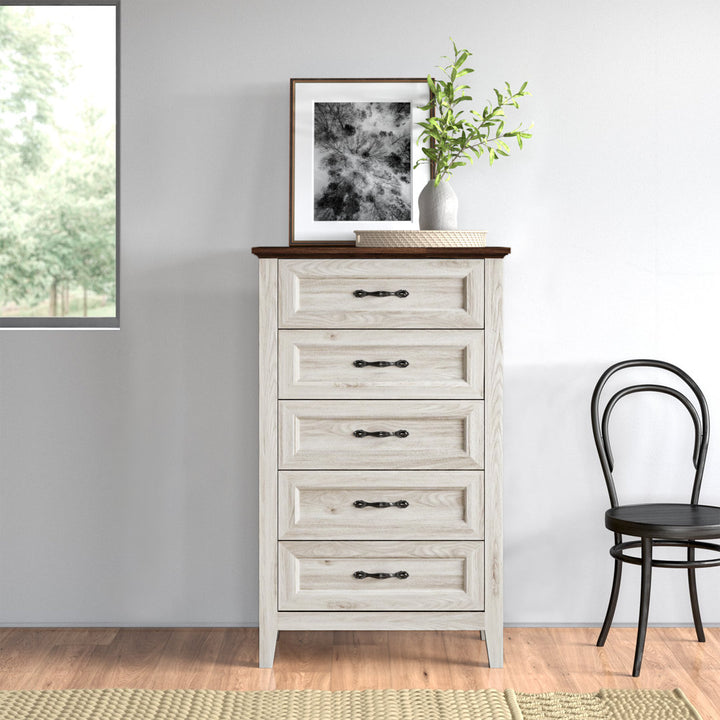 Humphrey 5 Drawer 27.5" W Chest Laurel Foundry Modern Farmhouse® Color: Antique White/Brown