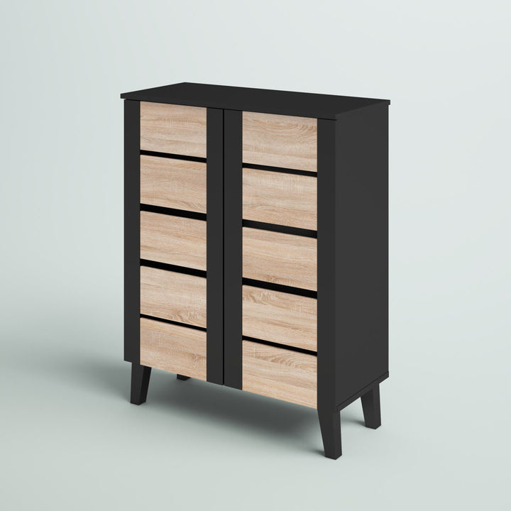 2-Door Wood Entryway 8 Pair Shoe Storage Cabinet Mercury Row®