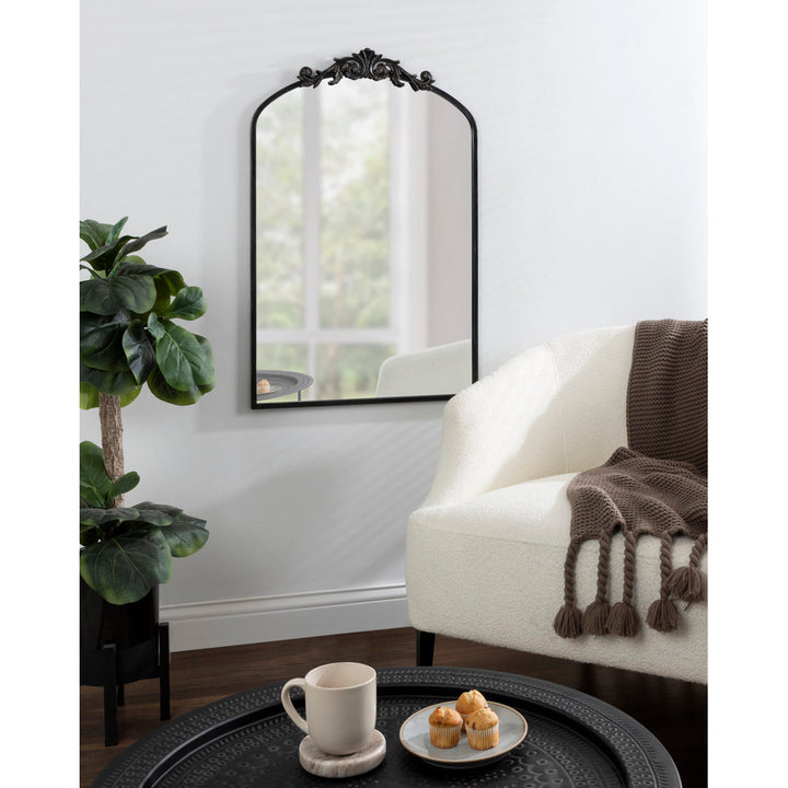 Anglo Arendahl Traditional Accent Mirror Fleur De Lis Living Size: 36" x 24" Finish: Black
