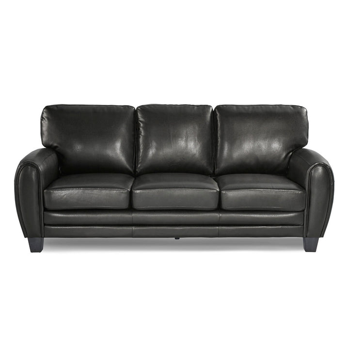 Coombs 85" Faux Leather Round Arm Sofa Lark Manor™ Upholstery Color: Black Faux Leather