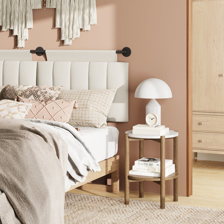 Augutė Round Accent Side Table With Marble Top Wade Logan®