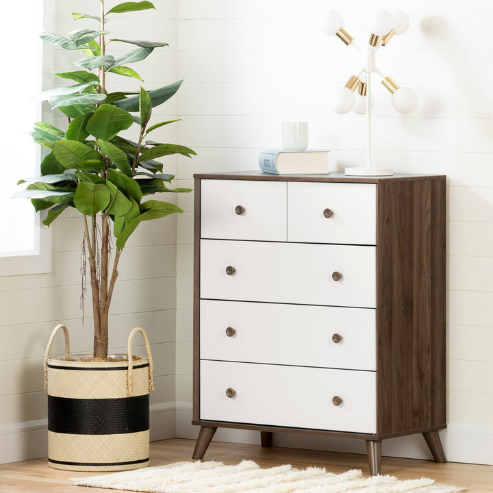 Rafferty Kids 5- Drawer Chest AllModern Color: Natural Walnut/Pure White