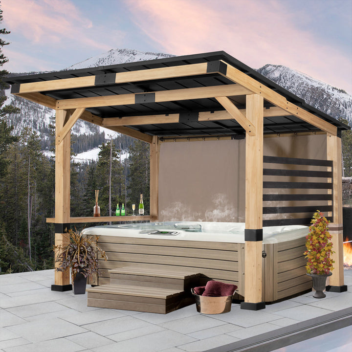 12' W x 10' D Solid Wood Patio Gazebo Joyside
