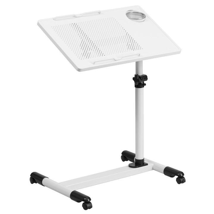 Macon Adjustable Height Steel Mobile Computer Desk Flash Furniture Color: White