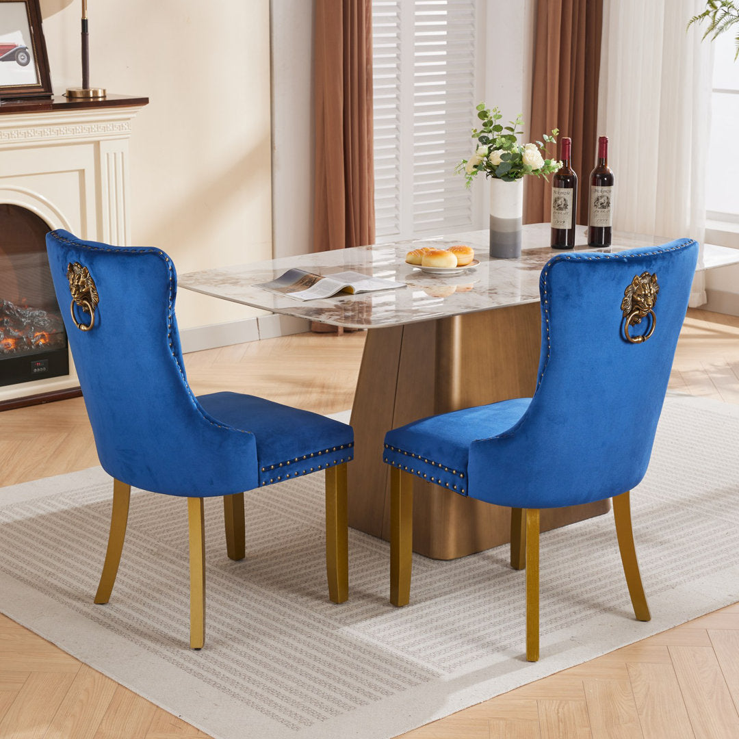 Allena Tufted Velvet/Linen Wing Back Parsons Chair (Set of