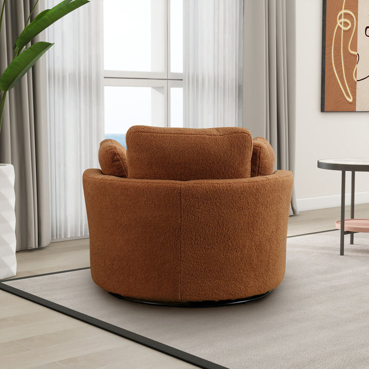 42" Wide Slipcovered Swivel Barrel Chair Latitude Run® Body Fabric: Caramel Boucle