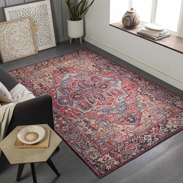 Fleckenstein Oriental Bright Red/Beige/Blue Area Rug Langley Street® Rug Size: Rectangle 5' x 7'6"