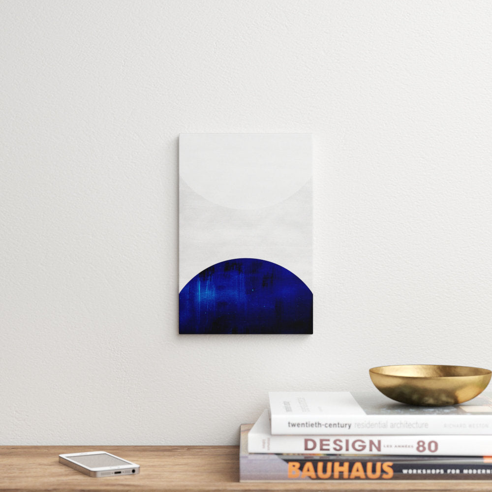 White and Cobalt by LEEMO - Wrapped Canvas Graphic Art Print George Oliver Size: 12" H x 8" W x 0.75" D