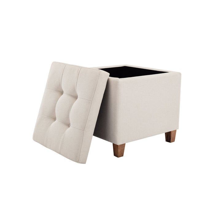 Ana 17.5" Wide Tufted Square Storage Ottoman Andover Mills™ Body Fabric: Cream