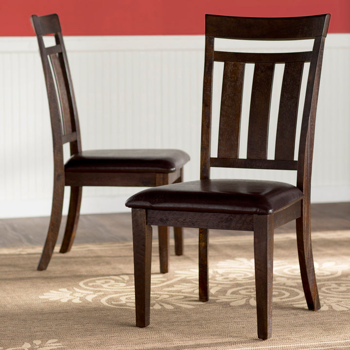 Jacorri Upholstered Slat Back Side Chair in Rustic Chocolate (Set of 2) Loon Peak®