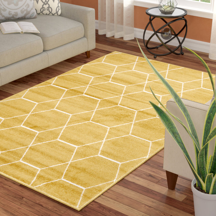 Debrodie Geometric Yellow Area Rug George Oliver Rug Size: Rectangle 4'1" x 6'1"