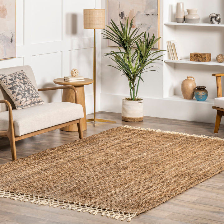 Werts Handmade Tufted Farmhouse Jute Tasseled Brown Rug Bay Isle Home™ Rug Size: Rectangle 6' x 9'