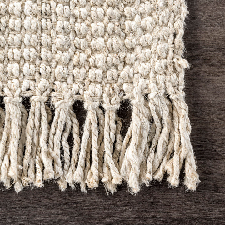 Karmine Jute Runner Rug for Dining Room Living Room Entryway Hallway Kitchen, Off White Langley Street® Rug Size: Round 8'