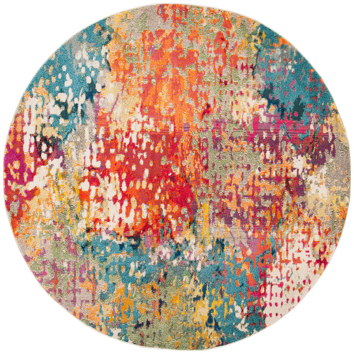 Felty Abstract Ivory/Multi Area Rug Langley Street® Rug Size: Round 9'
