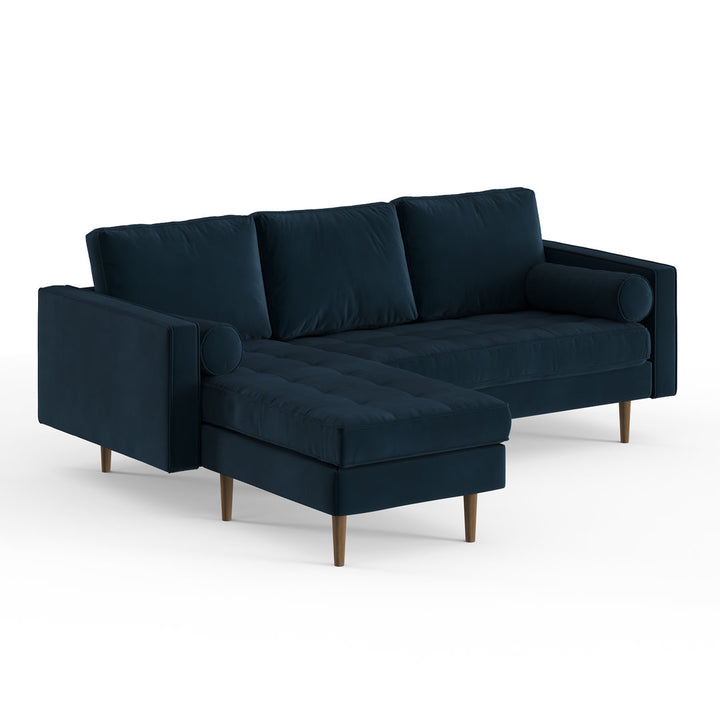Geo 84" Wide Reversible Sofa and Chaise AllModern Body Fabric: Ink Blue Performance Velvet