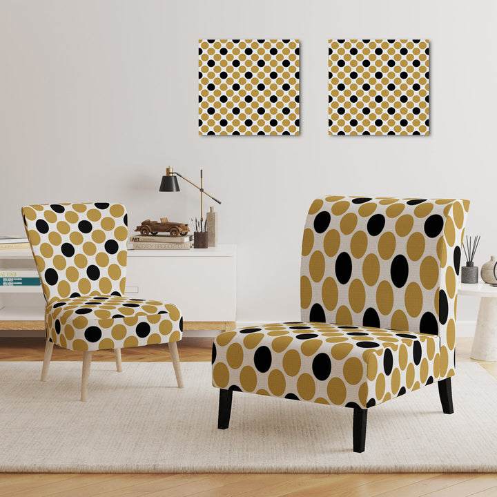 Golden Polka Dot - Mid-Century Upholstered Slipper Chair East Urban Home