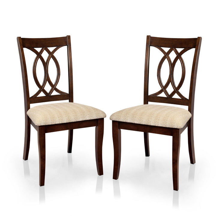 Gunderson Upholstered Queen Anne Back Side Chair in Brown Cherry/Beige (Set of 2) Lark Manor™