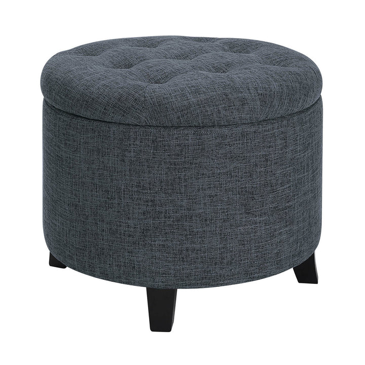Avers 19.75" Wide Tufted Round Storage Ottoman Andover Mills™ Fabric: Stormy Gray Fabric