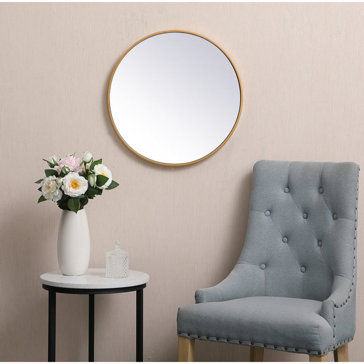 Sabine Metal Round Wall Mirror RE/FINE™ Size: 21" x 21" Finish: Brass