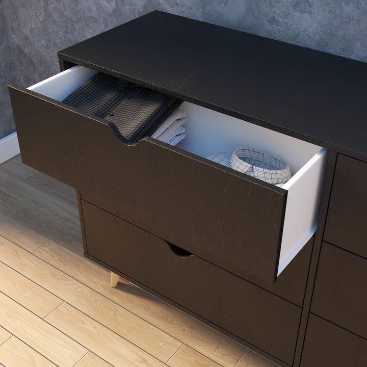 6 Drawer 59" W Double Dresser George Oliver Color: Black