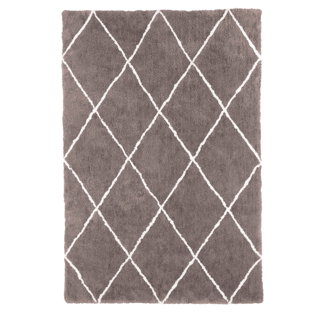 Delilah Gray Diamond Shag Area Rug- Plush Gray & Ivory Pattern Carpet- Modern Design- Floor Covering for Home, Living Room & Office Gracie Oaks Rug Size: Rectangle 7'11" X 9'11'