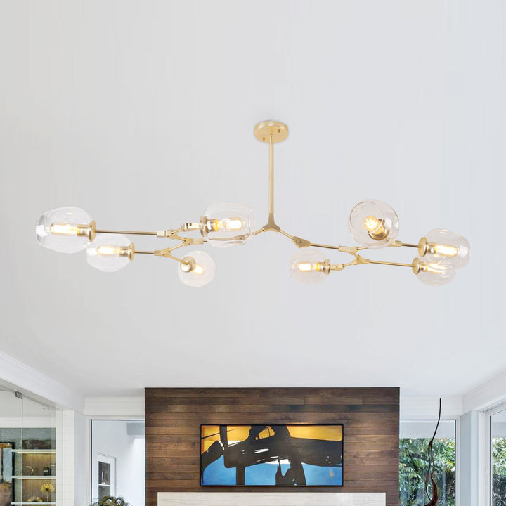 Pendent 8 - Light Sputnik Modern Linear Chandelier George Oliver Shade Color: Transparent Finish: Gold