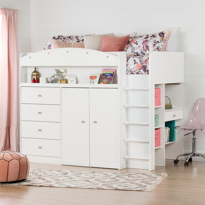 Tiara Twin 4 Drawer Loft Bed with Built-in-Desk by South Shore South Shore