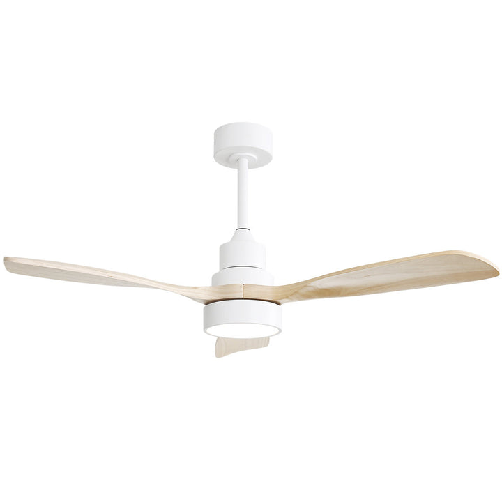 48" Nicola 3 - Blade Matte White Modern Ceiling Fan with Remote Control and Light Kit George Oliver Finish: White with Burlywood Blades