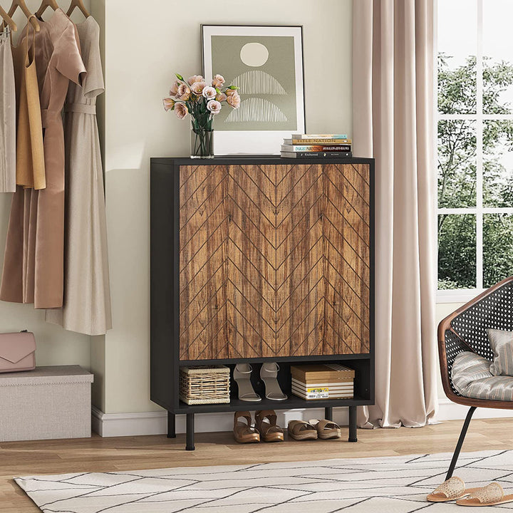 Modern 18 Pair Shoe Storage Cabinet Foundry Select Finish: Black/Brown