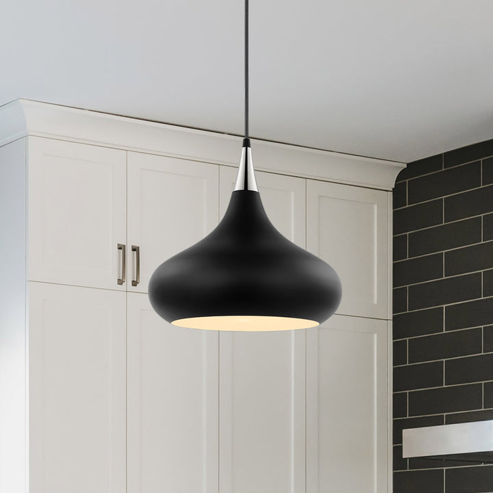 Braylon 1 - Light Single Teardrop Pendant Mercury Row® Size: 16" H x 18" W x 18" D Finish: Matte Black/Polished Nickel