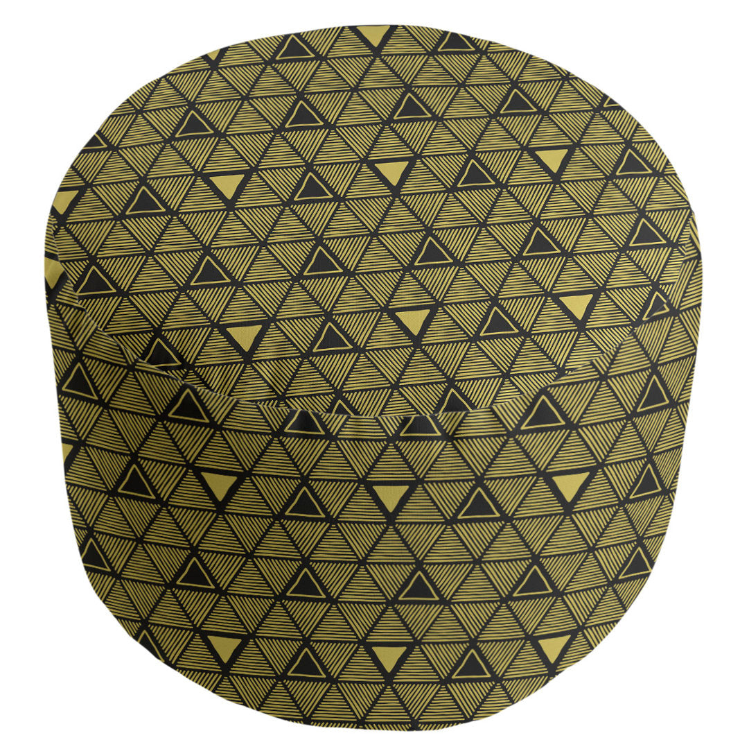 Full Color Hand Drawn Triangles Pouf East Urban Home Upholstery Color: Dark Yellow