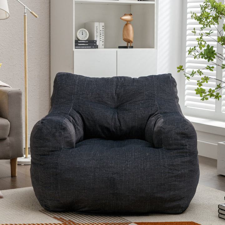 Medium Bean Bag Chair Viv + Rae™ Body Fabric: Dark Gray Teddy Linen