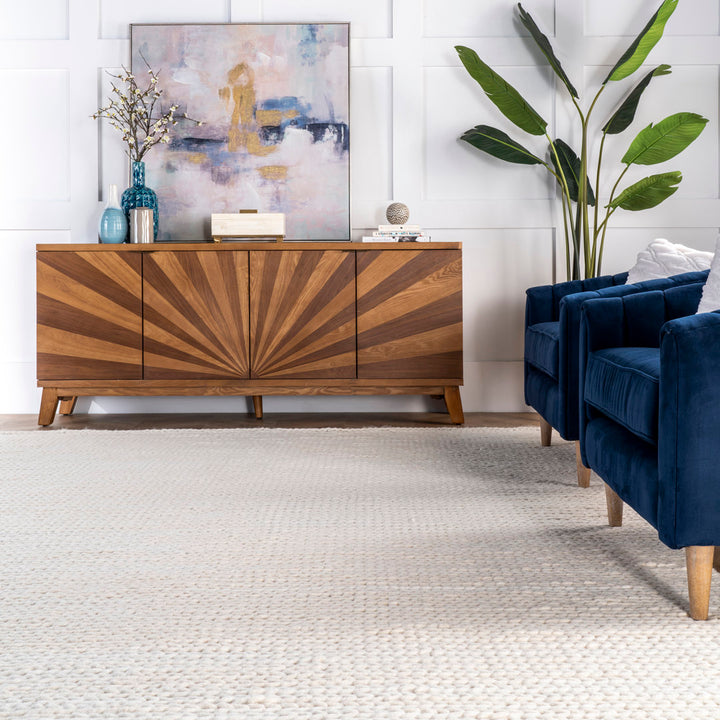 Dunanney Hand Braided Ivory Area Rug Dakota Fields Rug Size: Square 10'