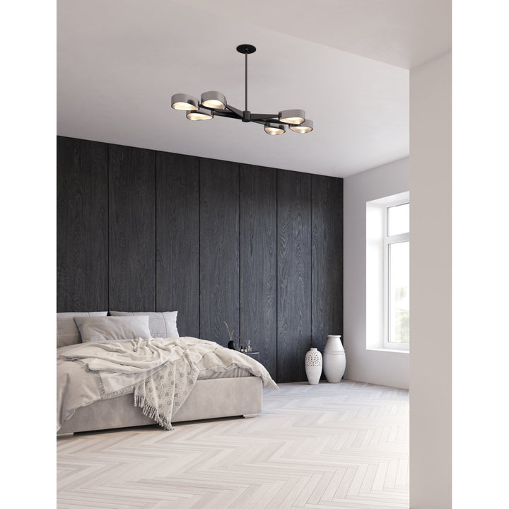 Sandiso 6 - Light Sputnik Modern Linear Chandelier Corrigan Studio® Finish: Carbide Black/Black Chrome
