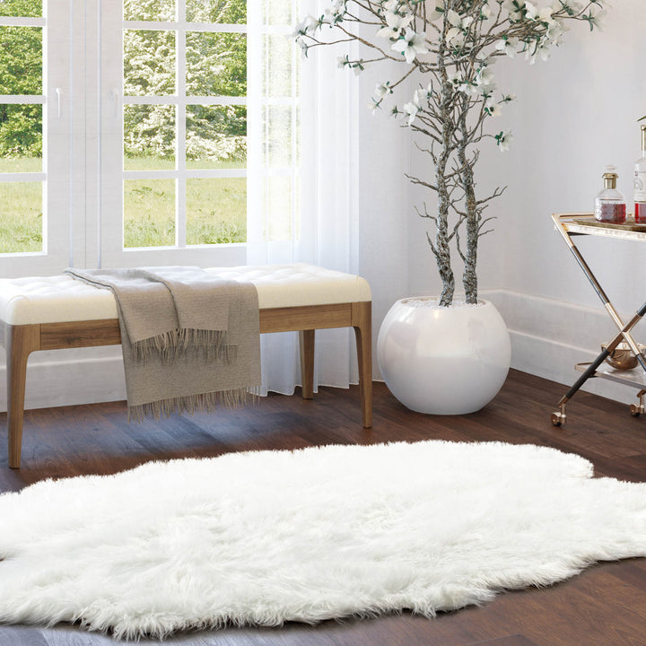 Diller White Faux Sheepskin Fur Machine Washable Shag Fluffy Area Rug Willa Arlo™ Interiors Rug Size: Novelty 4' x 6'