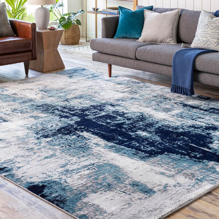 Cornwell Machine-Woven Abstract Aqua/Navy Area Rug Steelside™ Rug Size: Rectangle 6'7" x 9'