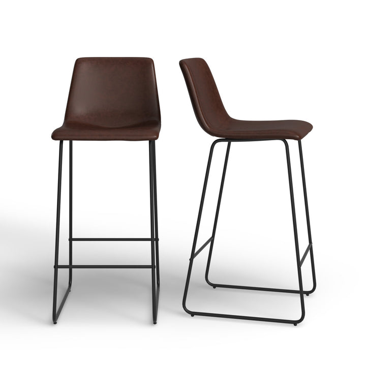 Liekele Upholstered Counter Height Modern Dining Stools by Flash Furniture (Set of 2) Ivy Bronx Seat Height: Bar Stool ( 30” Seat Height), Upholstery: Dark Brown Faux Leather