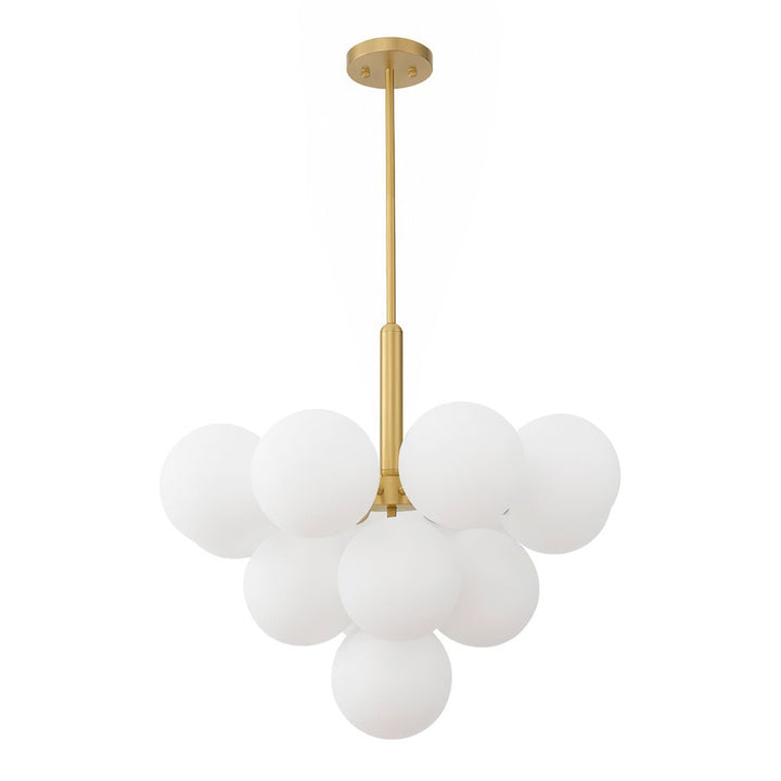 Delacroy 13 - Light Shaded Tiered Chandelier Everly Quinn Shade Pattern: Frosted, Finish: Brass