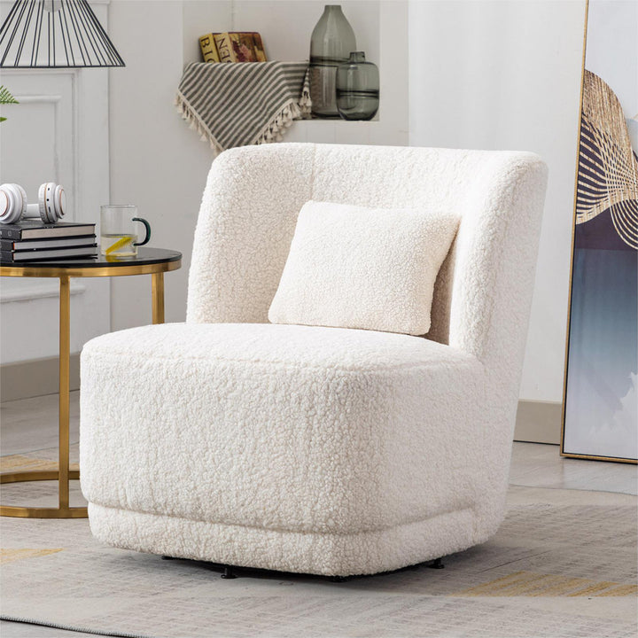 Prattsburgh 26.23" Wide Swivel Barrel Accent Chair Latitude Run® Body Fabric: White Faux Fur