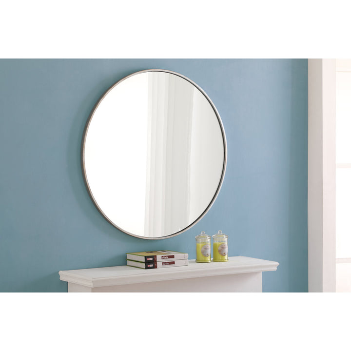 Sabine Metal Round Wall Mirror RE/FINE™ Size: 42" x 42" Finish: Silver