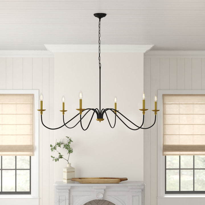 Ableton 6 - Light Candle Style Classic / Traditional Chandelier Birch Lane™ Size: 25" H x 48" W x 48" D Finish: Black/Brass